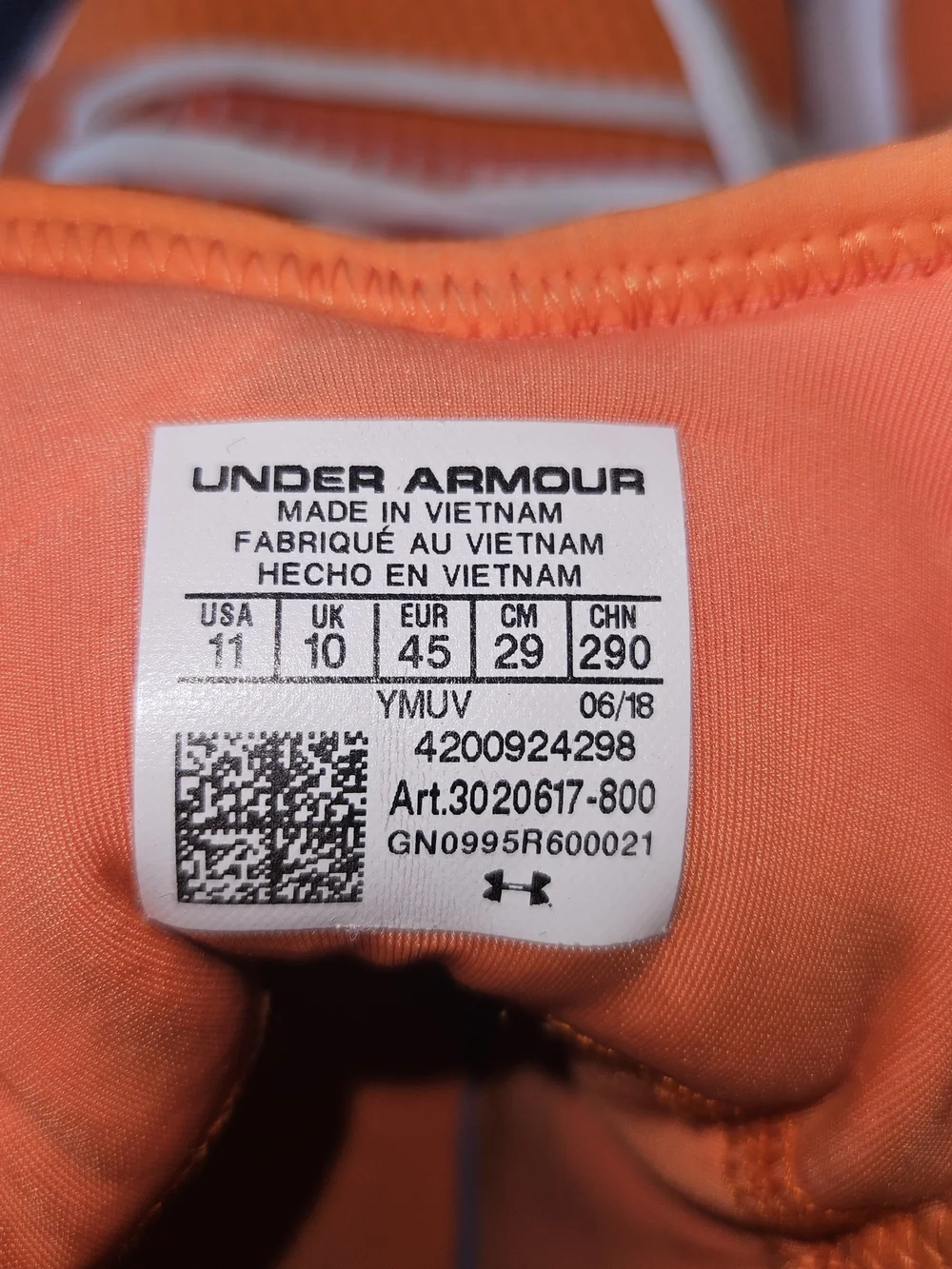 Under Armour Orange High-Top Athletic Sneakers with White Laces